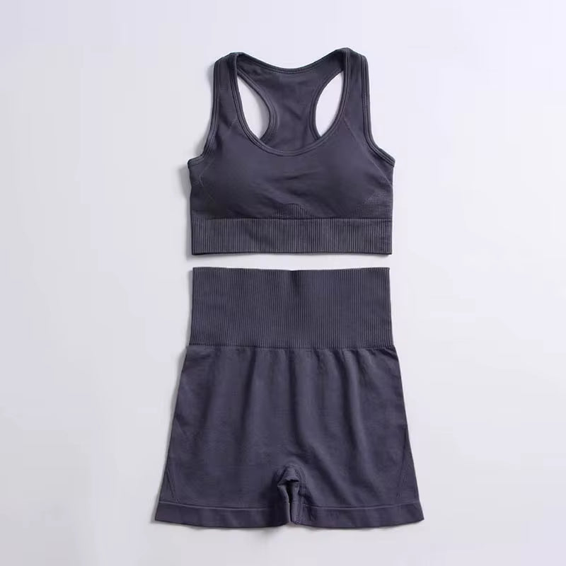 Elevate Your Workout with Our 2-Piece Seamless Hyperflex Sports Set for Women - Stylish Crop Top & High Waist Leggings!