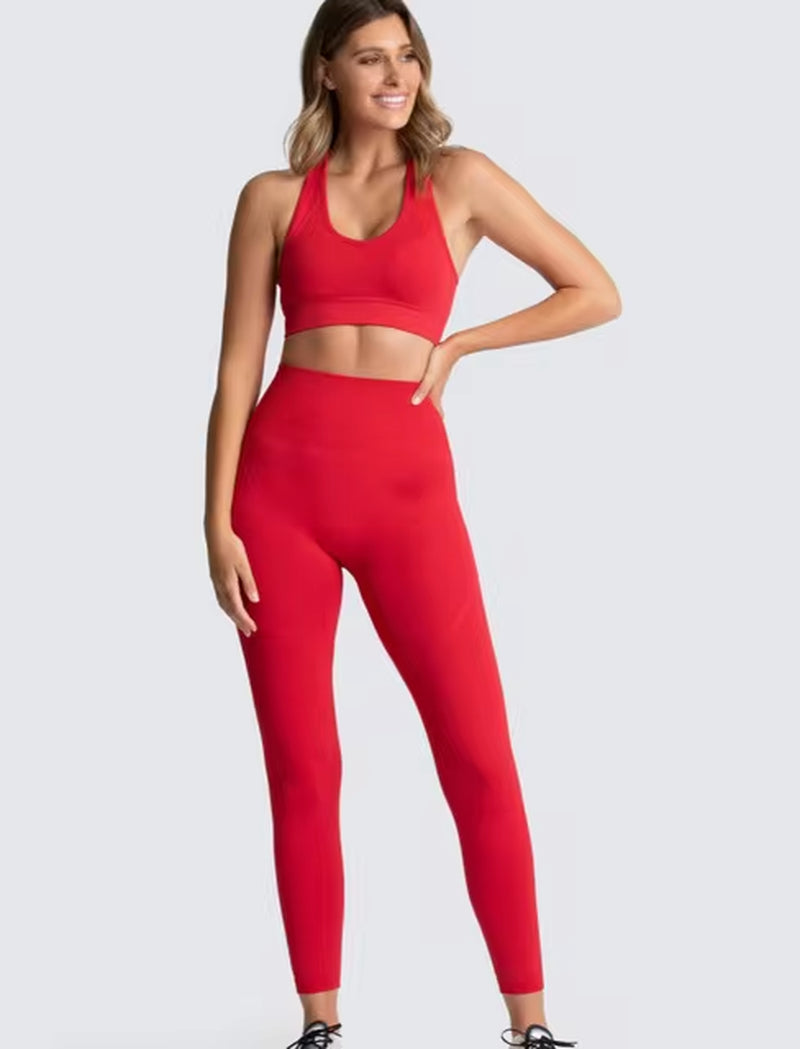 Elevate Your Workout with Our 2-Piece Seamless Hyperflex Sports Set for Women - Stylish Crop Top & High Waist Leggings!