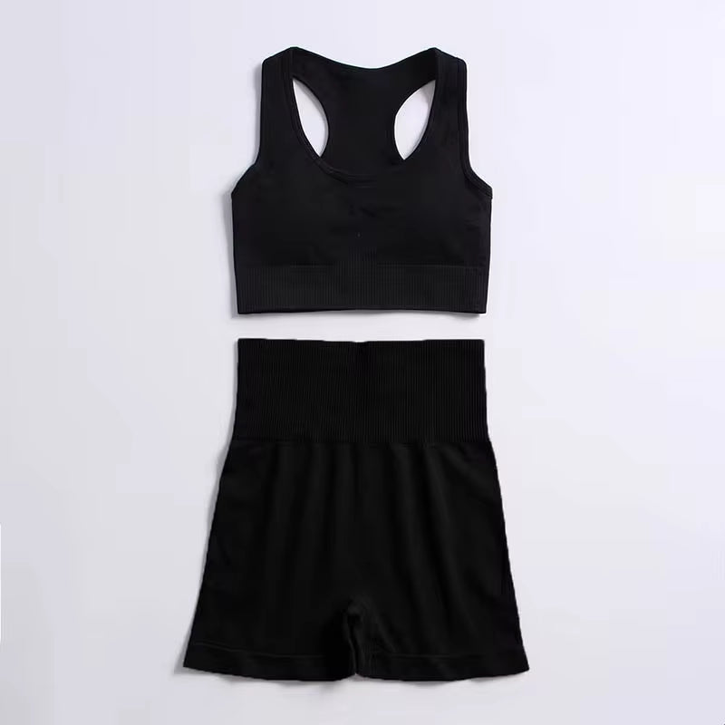 Elevate Your Workout with Our 2-Piece Seamless Hyperflex Sports Set for Women - Stylish Crop Top & High Waist Leggings!