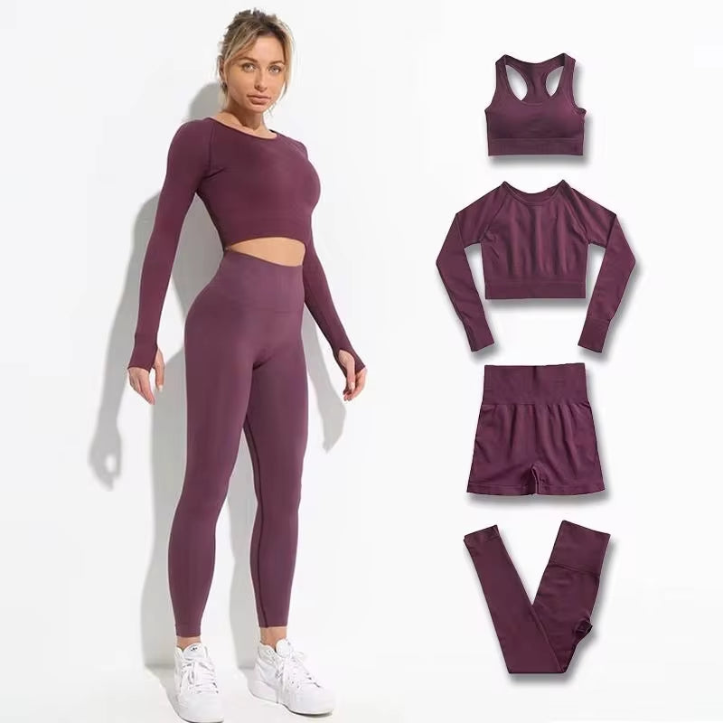 Elevate Your Workout with Our 2-Piece Seamless Hyperflex Sports Set for Women - Stylish Crop Top & High Waist Leggings!
