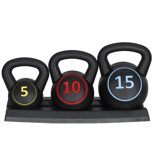 Transform Your Home Gym with Our Versatile 3-Piece Kettlebell Set – 5Lb, 10Lb, 15Lb with Convenient Storage Rack