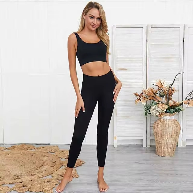 Elevate Your Workout with Our 2-Piece Seamless Hyperflex Sports Set for Women - Stylish Crop Top & High Waist Leggings!