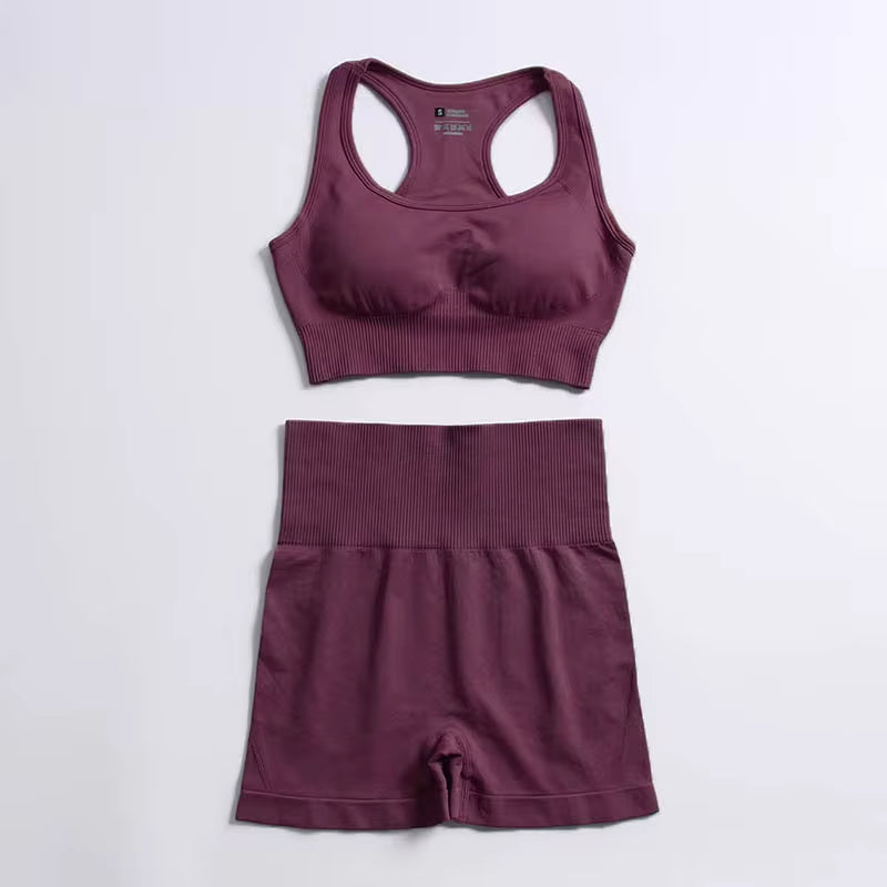Elevate Your Workout with Our 2-Piece Seamless Hyperflex Sports Set for Women - Stylish Crop Top & High Waist Leggings!