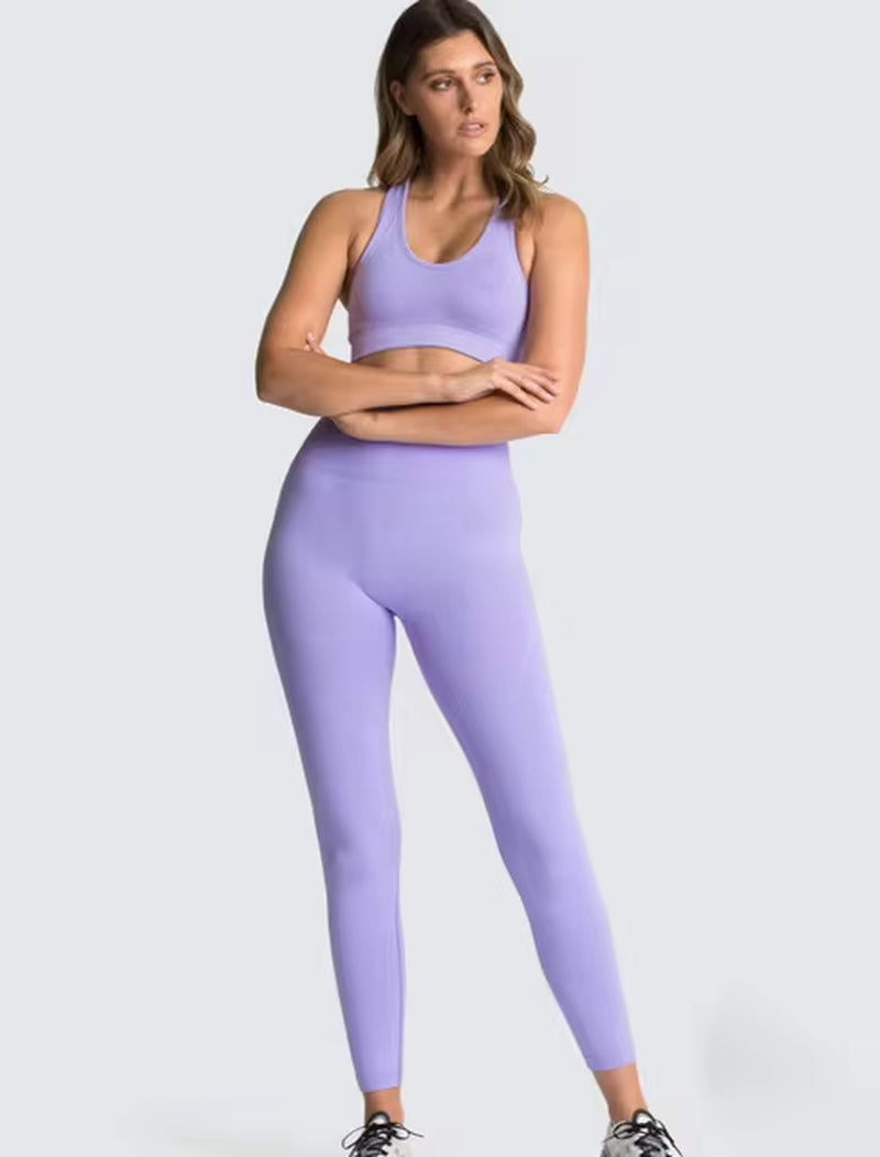 Elevate Your Workout with Our 2-Piece Seamless Hyperflex Sports Set for Women - Stylish Crop Top & High Waist Leggings!